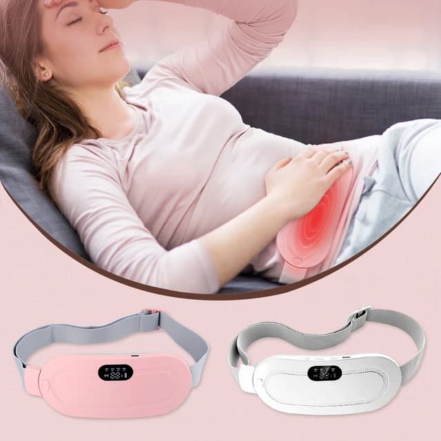 Period Pain Cramp Relief Belt -Portable Menstrual Heating Pad, Heated Belly Belt for Menstrual Cramp Relief with 3 Heat Levels and 4 Modes, Electric Belt Massage for Women and Girls